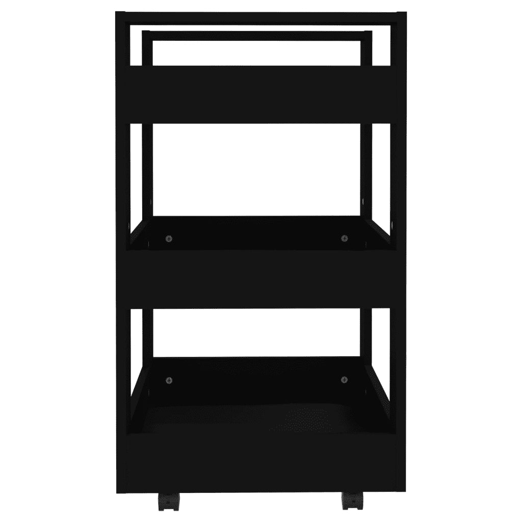 Carrello da Cucina-Scaffale per Cucina Nero 60x45x80 cm in Legno Multistrato