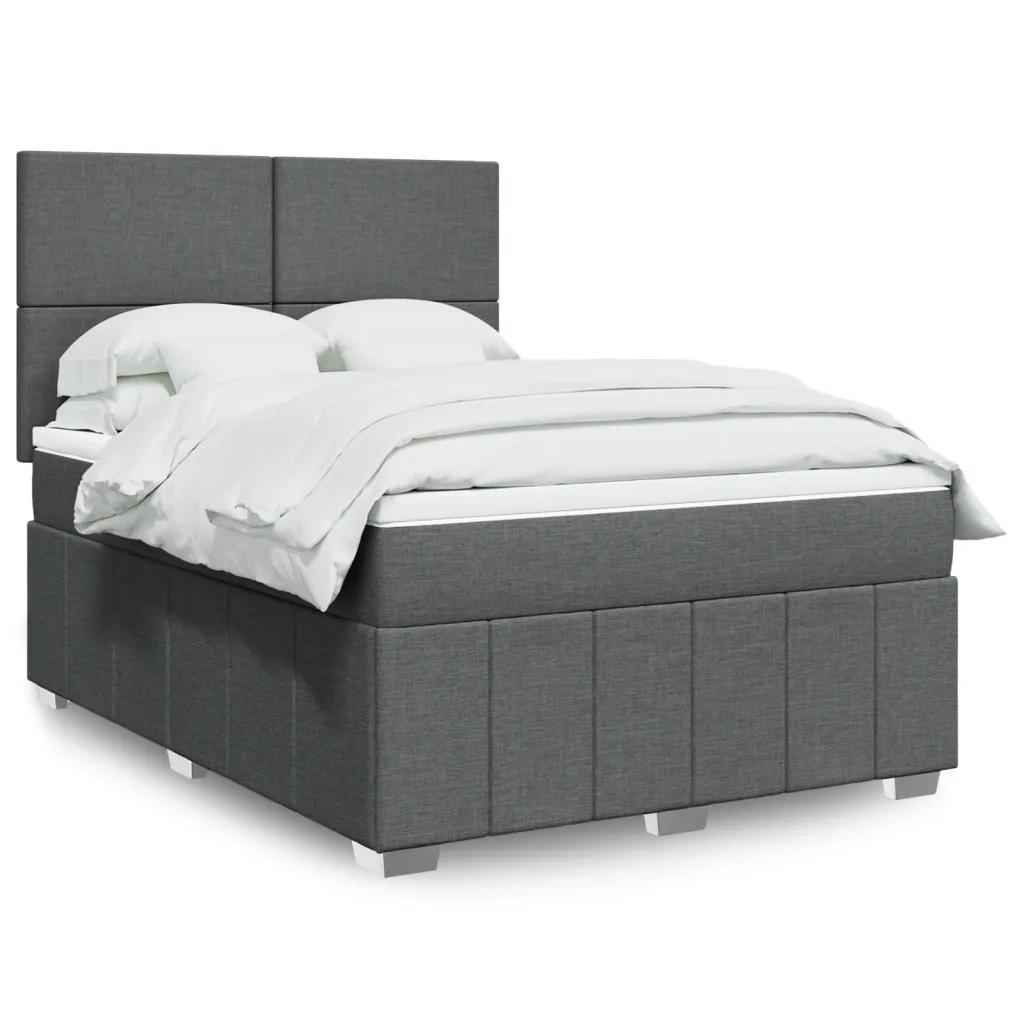 Giroletto a Molle con Materasso Grigio Scuro 140x190 cm Tessuto 3293957