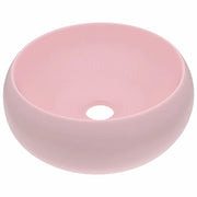 Lavabo da appoggio rotondo di lusso lavabo da bagno lavello da cucina guardaroba arredamento per la casa 40 cm ceramica rosa opaca 02_0002741