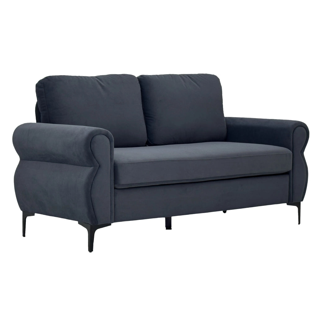 Divano 2 posti 173,5x81x92 cm grigio scuro – fodere sfoderabili, tessuto e metallo-legno