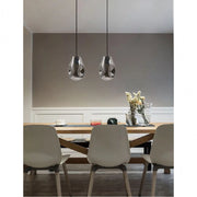 Trade Shop - Lampada Lampadario Sospensione E27 Drop In Vetro Argento Grigio Scuro Ip20 Lp - Argento