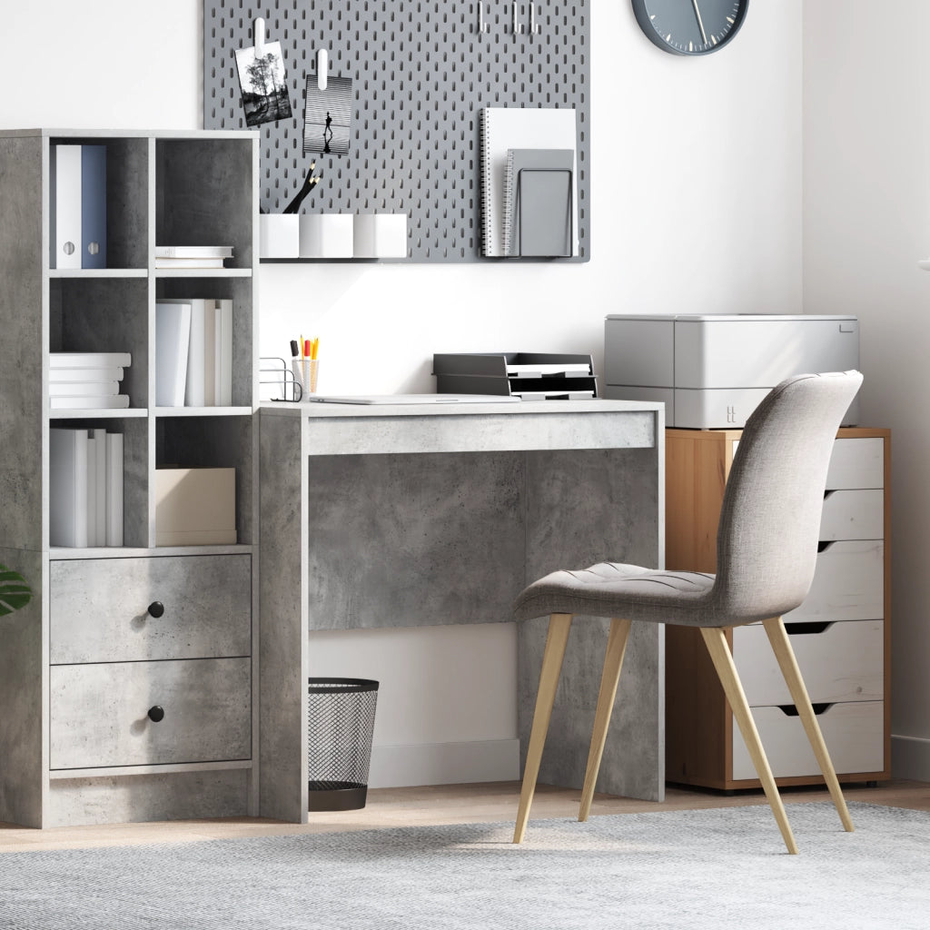 Scrivania in cemento grigio 80x50x76 cm legno ingegnerizzato