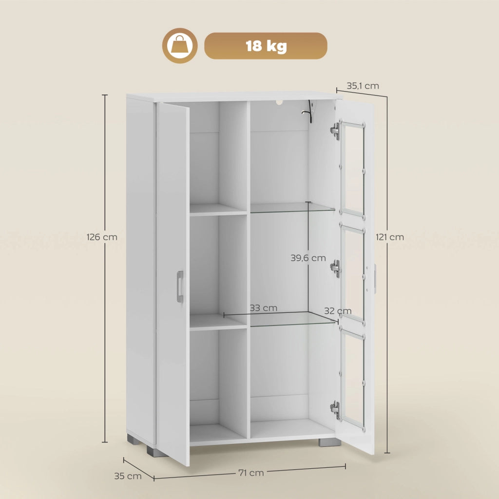 Buffet con LED RGB e telecomando ¨C zephmum ¨C bianco, vetro, 71x35x126cm