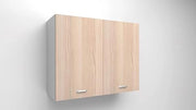 Mobile pensile cassa bianca con 2 ante in colore Rovere 90x60x33