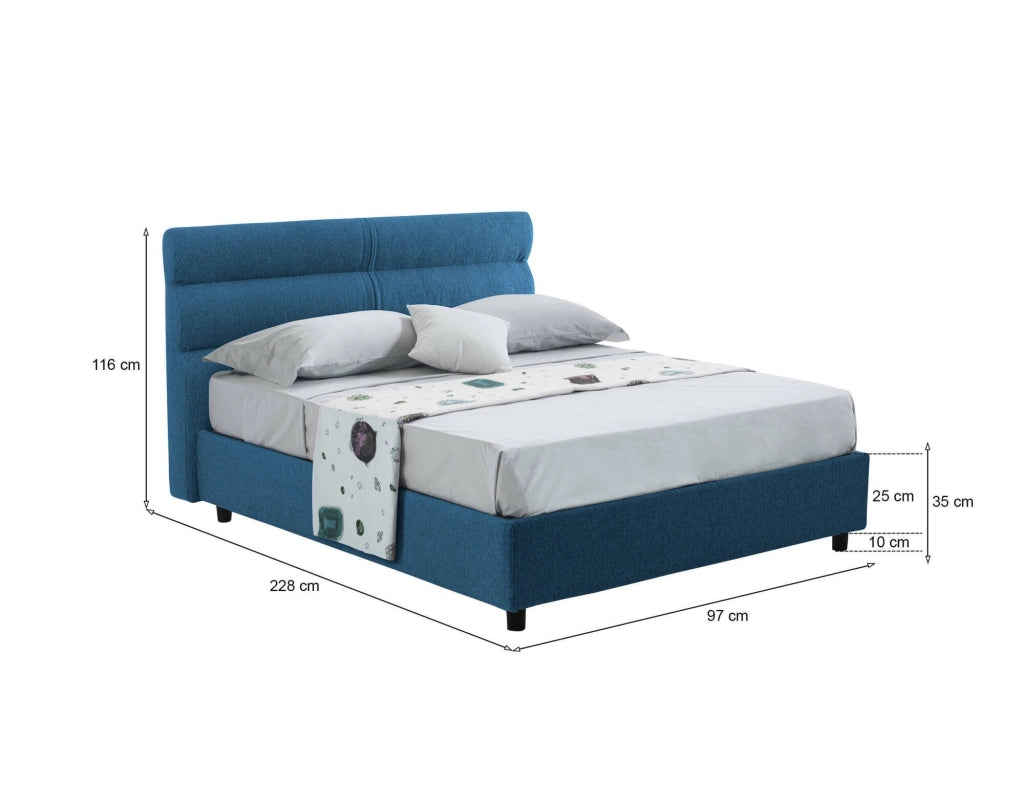 Brenta, Letto Singolo Sfoderabile Made in Italy, blu