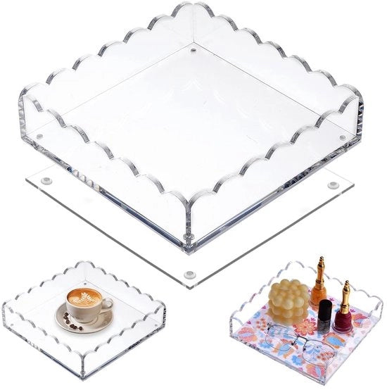 Supporto Acrilato con Bordo Sculto - Antiscivolo - 1 Unita - Dimensioni 7,87x7,87x2,05 Pollici - Stabilità su Superfici Liscie