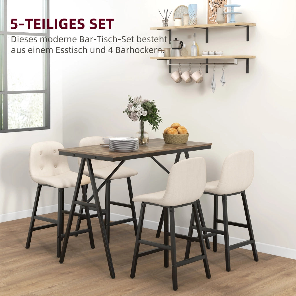 Set da pranzo 5 pezzi ¨C zephmum ¨C tavolo rettangolare e 4 sedie imbottite, tessuto beige