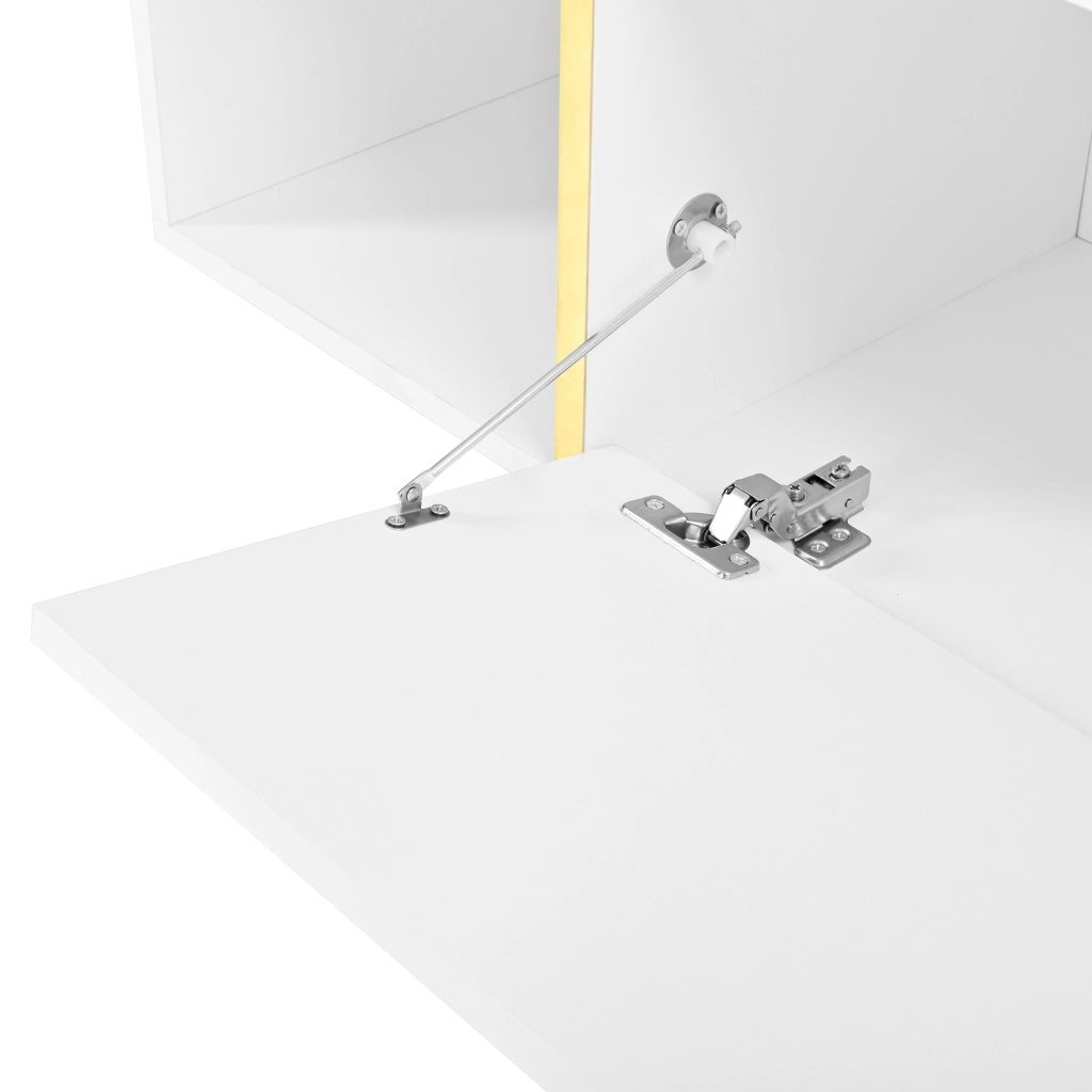 Mobile TV con elementi estraibili; vani aperti e passacavi - per soggiorno - 275×35×37 cm - in truciolare - bianco