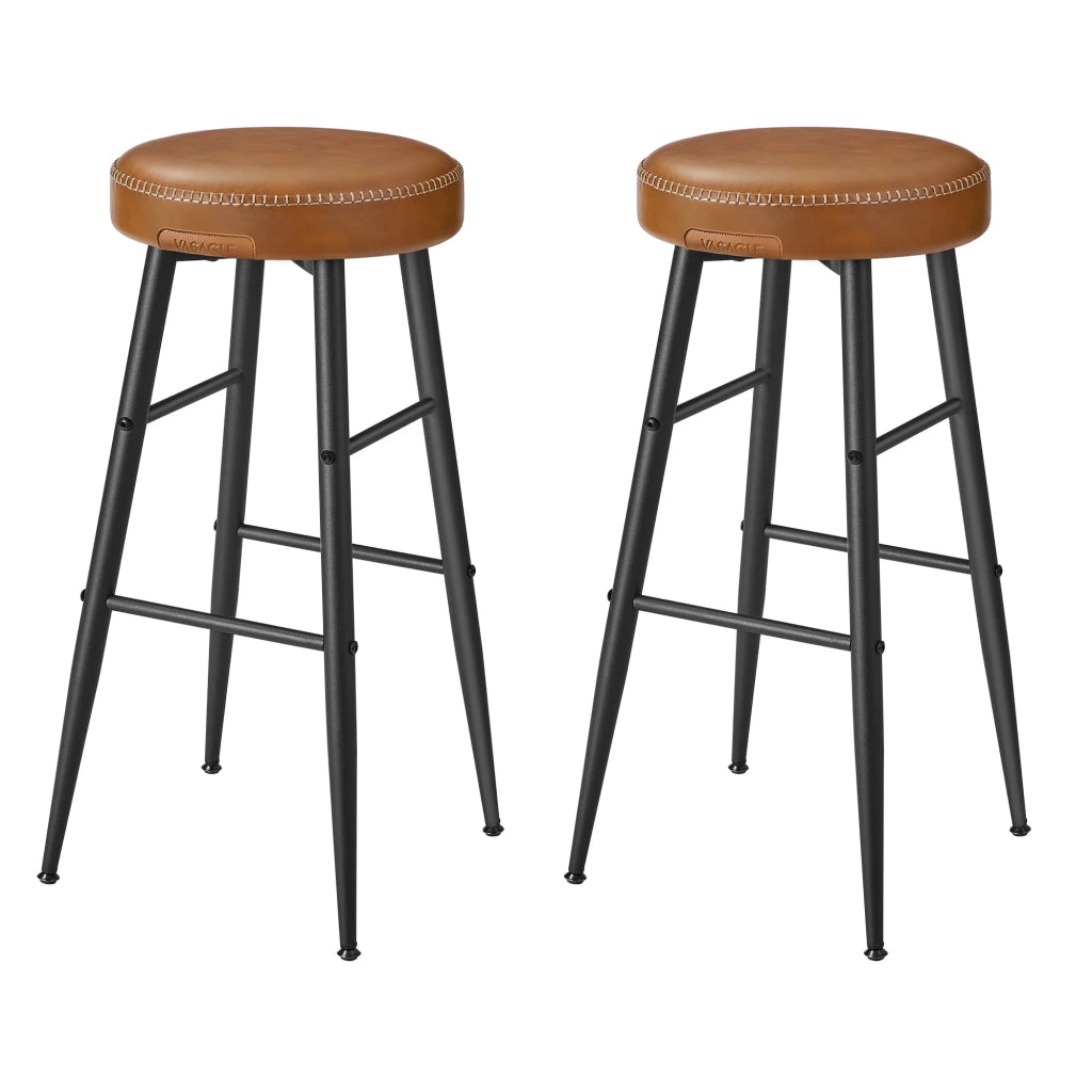 Set di 2 sgabelli da bar sedie da cucina con seduta alta in PU e cuciture altezza seduta 63 cm per cucina o bar di casa facile da montare marrone 12_0005189