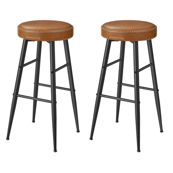 Set di 2 sgabelli da bar sedie da cucina con seduta alta in PU e cuciture altezza seduta 63 cm per cucina o bar di casa facile da montare marrone 12_0005189