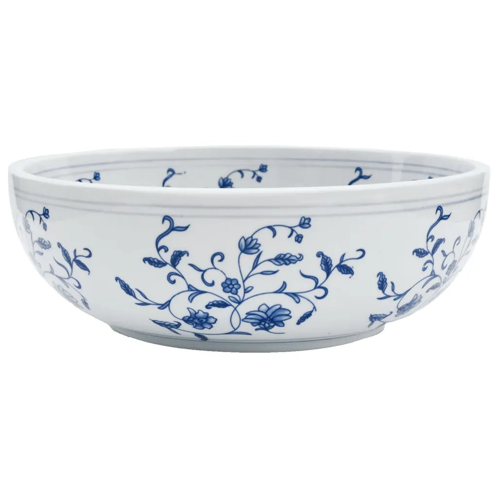Lavabo da Appoggio Bianco e Blu Rotondo ¦µ41x14 cm Ceramica CFW2554558