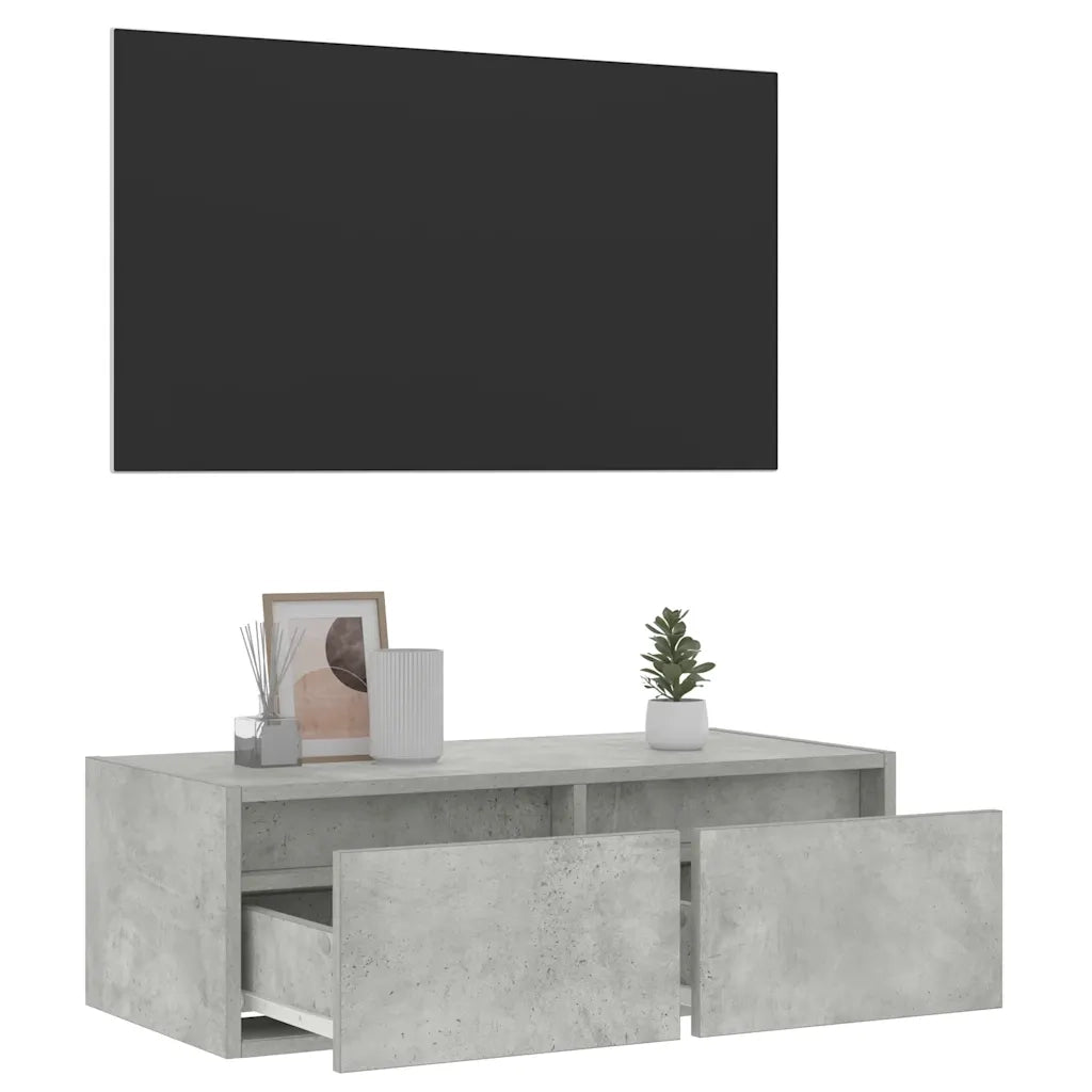 Mobile Porta TV con Luci LED-Mobile per TV-Credenza TV Grigio Cemento 75x35,5x25 cm