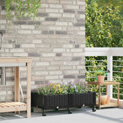 Vaso da Giardino con Ruote Nero 80 x 40 x 29 cm PP 3422955