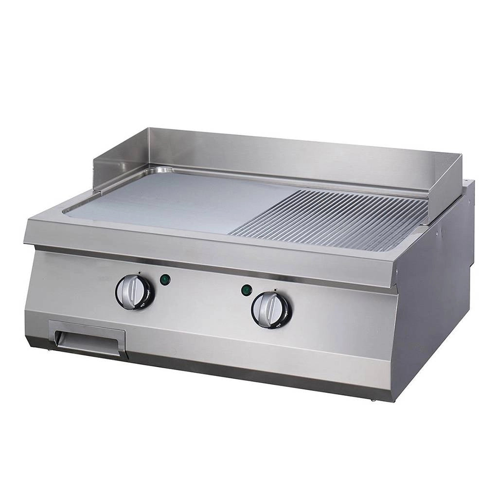 Heavy Duty Piastra - Mezza Scanalato - Unità Doppia - Profondità 70cm - Elettrico