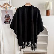 Stylewave Nuova cappa in cashmere scuro con spacco, scialle caldo e reversibile per uomo e donna