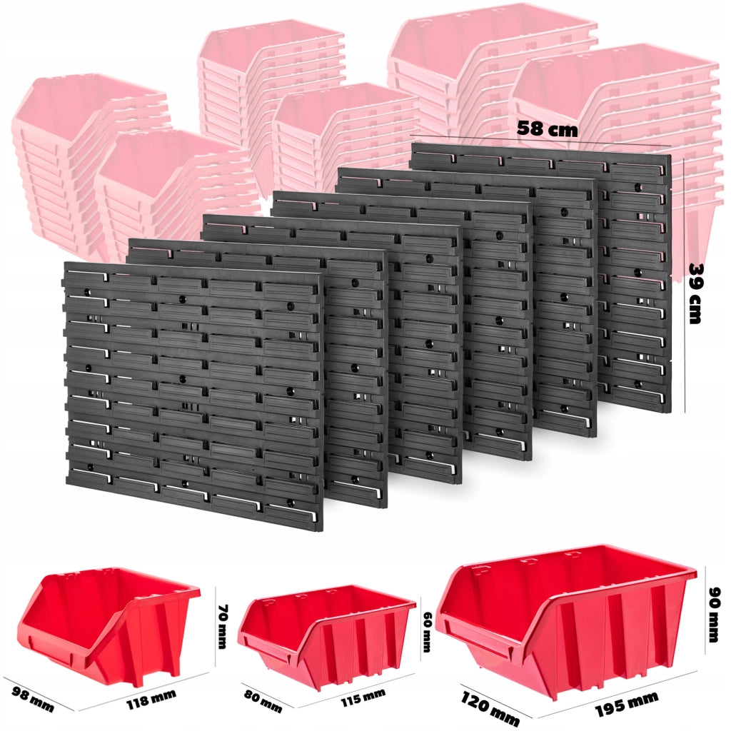 Pannello portautensili KADAX da parete per officina, 174x78 cm, 45 scomparti, 60 supporti, garage.