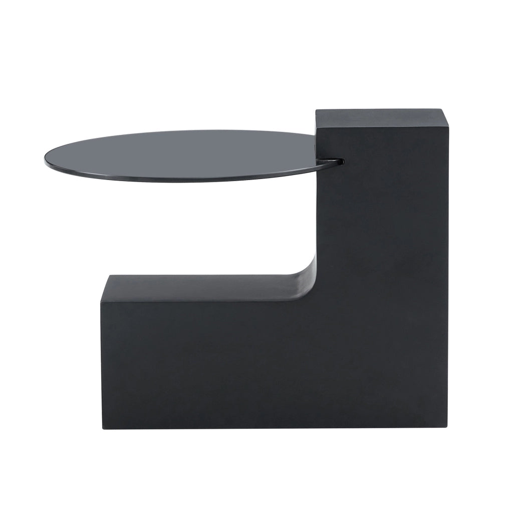 Set di tavolini rotondi effetto marmo bianco e nero in MDF e vetro