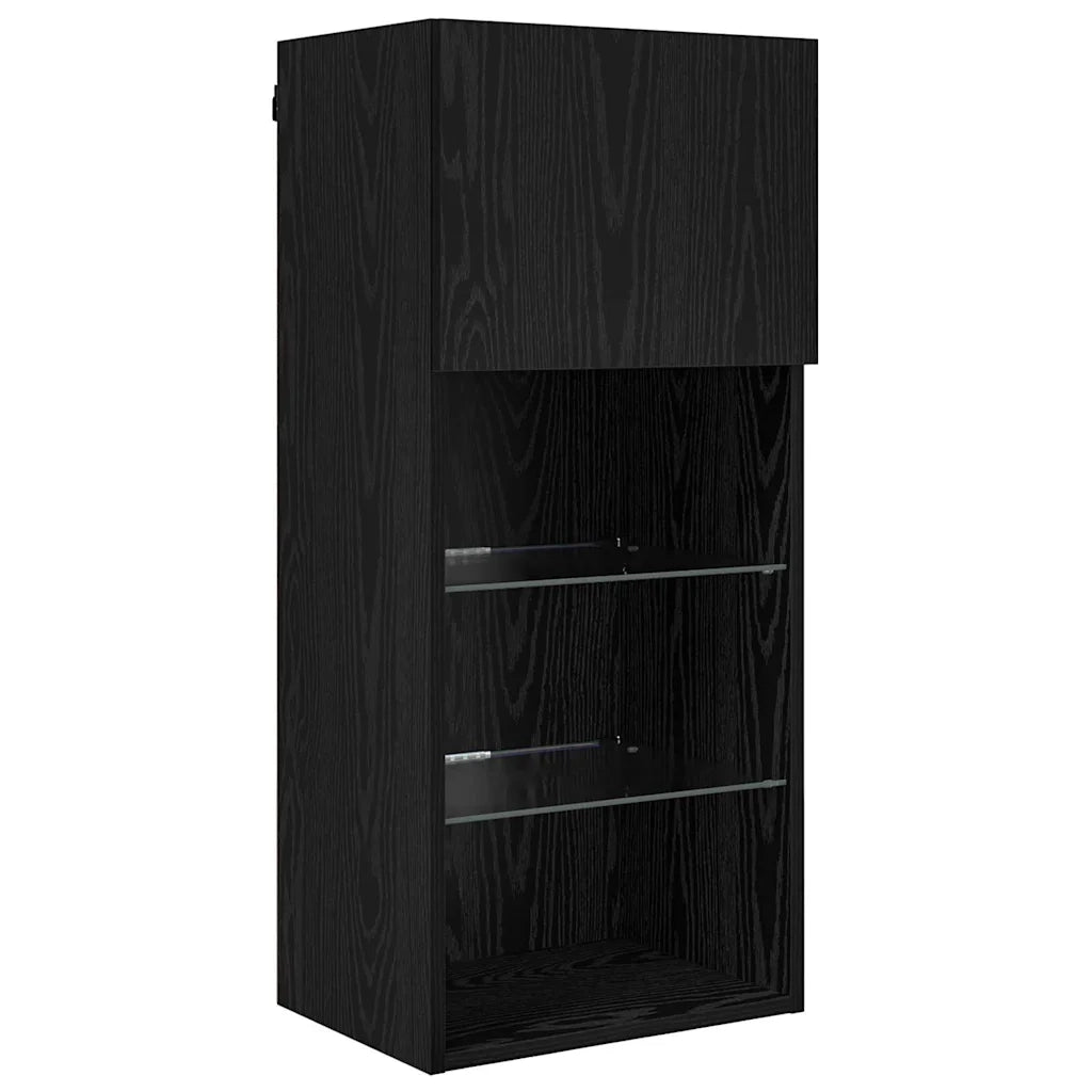 Unità a muro per TV con LED 5 pcs Rovere Nero 40,5 x 30 x 90 cm 3402982