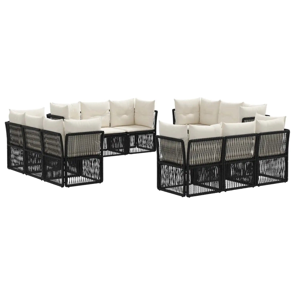 Set Divano da Giardino 12 pcs Nero polyrattan 3434146