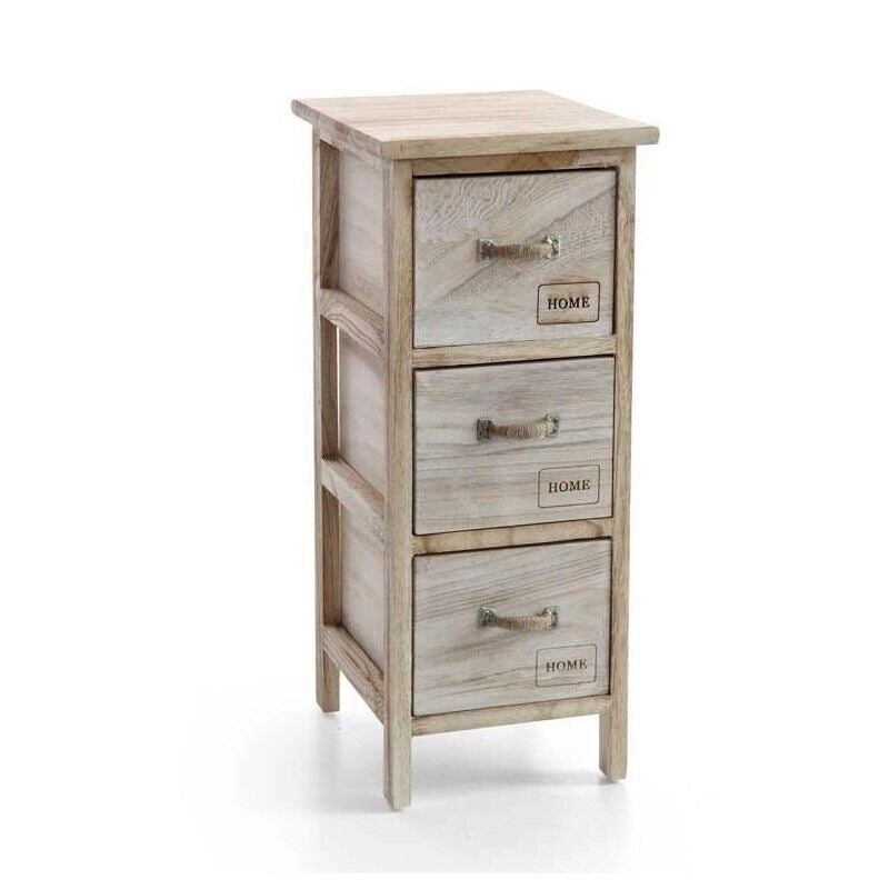 CASSETTIERA SLIM HOME IN LEGNO 3 CASSETTI 26X32XH62 CM BIANCO E LEGNO NATURALE