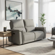 Divano recliner elettrico Velveta 2 posti tessuto grigio 164 cm