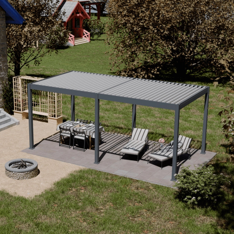 Pergola bioclimatica motorizzata OmbrÃ©a ELMO autoportante 3x6M - Antracite/bianco