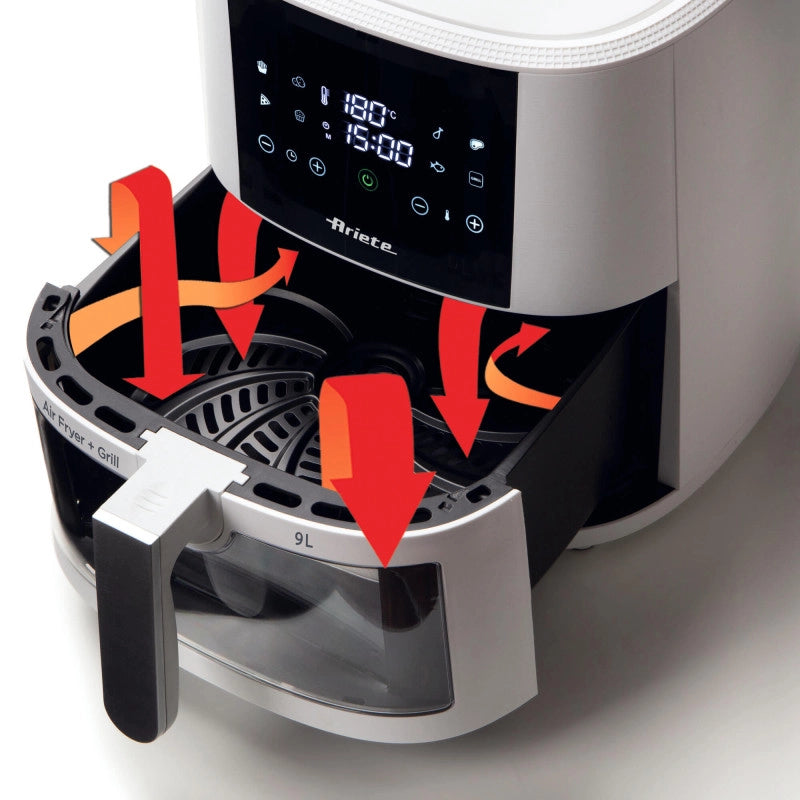 Friggitrice ad aria 9L 1500W - 8 programmi - Cestello trasparente - Bianco
