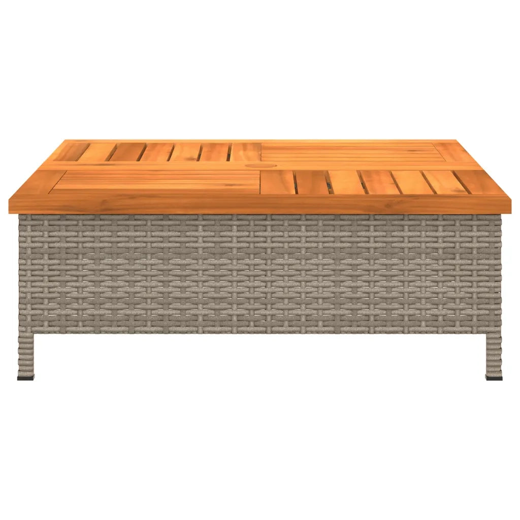 Tavolo da Giardino | Tavolino da esterno Grigio 70x70x25cm Rattan e Legno di Acacia