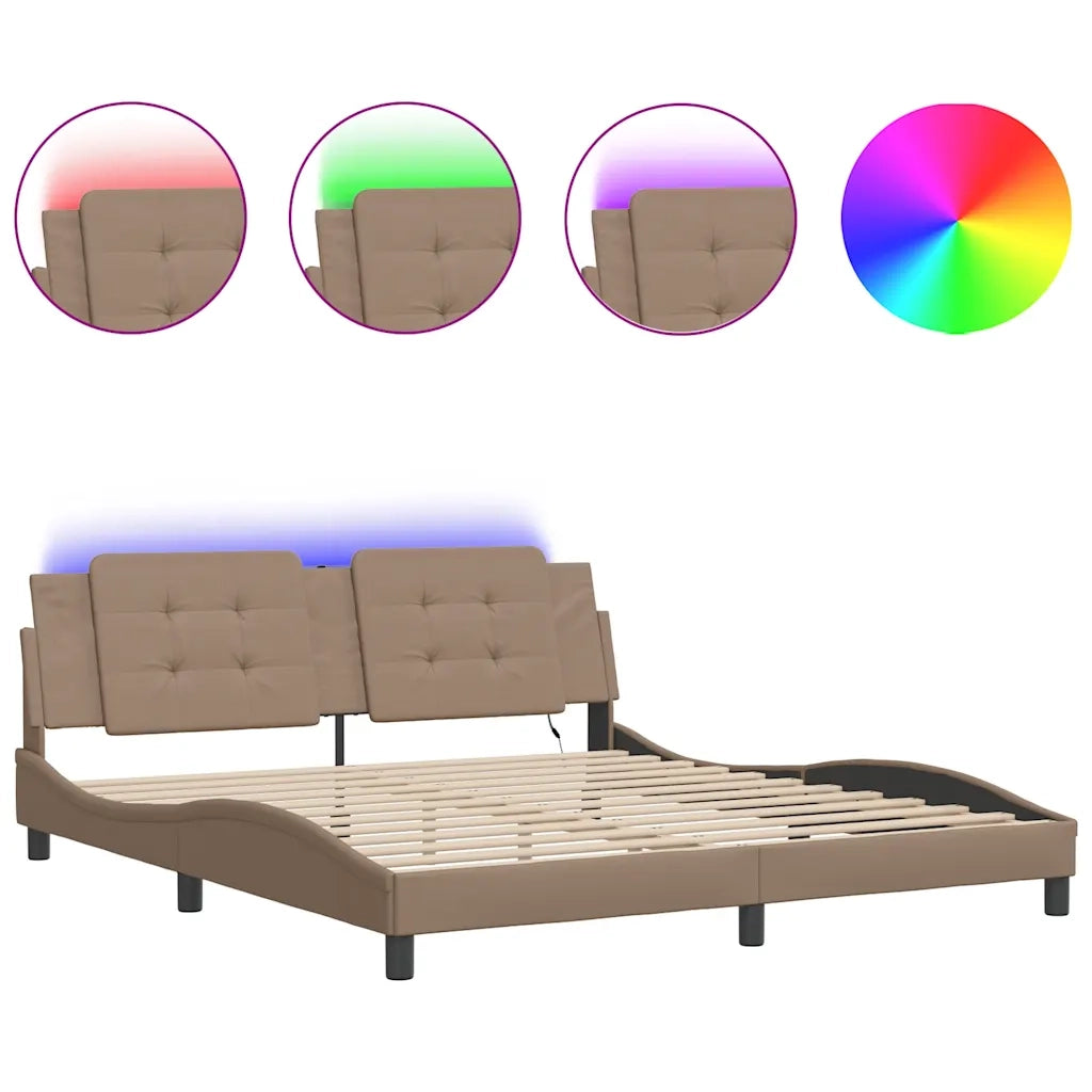 Giroletto con LED senza Materasso Zadar Cappuccino 180x200 cm 3214128