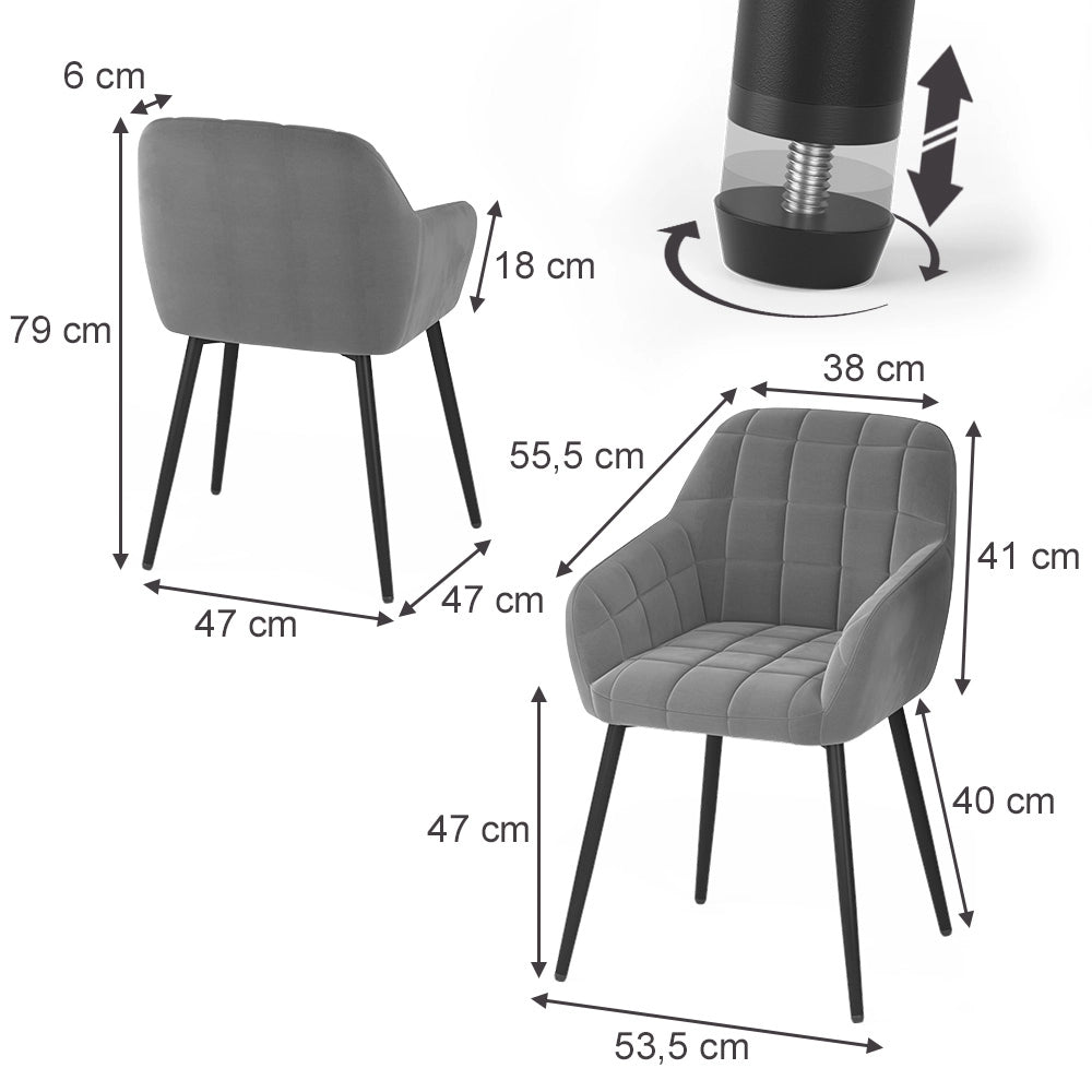 Vicco sedie Grigio 53.5 x 55.5 cm
