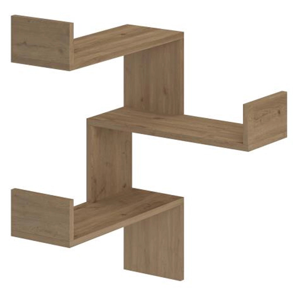 Mensola Scaffale Angolare da Parete 3 Piani Salvaspazio Noce 60 x 22 x 90H cm