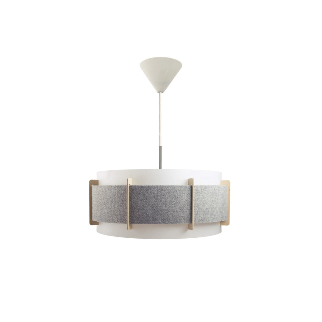 Lampada a sospensione Lux in feltro grigio e legno