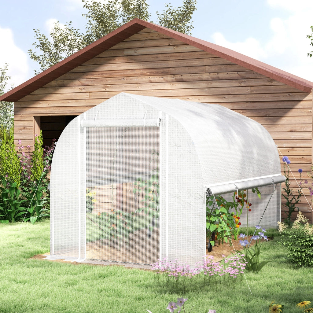 Serra tunnel da giardino 3x2x2 m ¨C Xylo ¨C con pareti laterali arrotolabili, telaio in acciaio, bianco