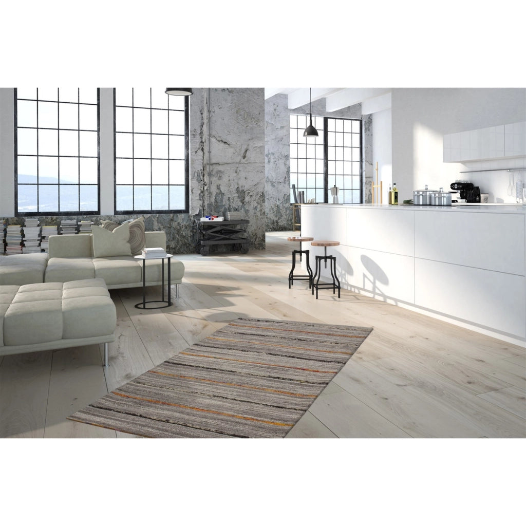 Tappeto Kilim Evita 100 in Lana e Seta Naturale e Arancio