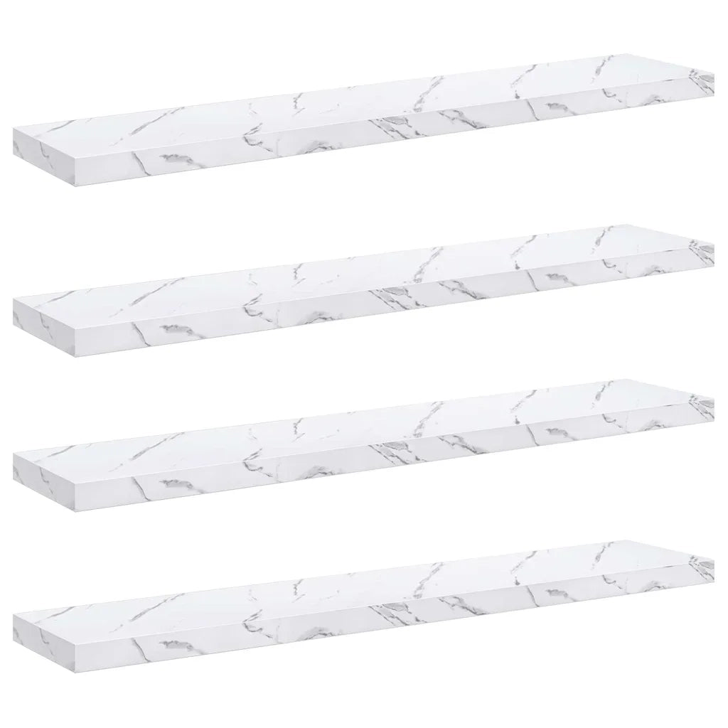Scaffale da parete 4 pcs Marmo Bianco 120 x 23,5 x 4 cm