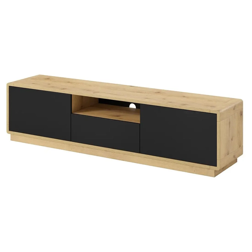 Mobile TV 180cm collezione VILLA. Colore quercia e nero opaco.