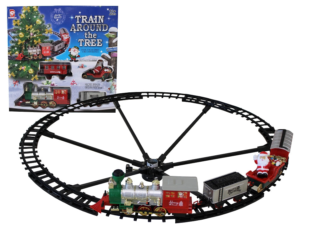 Trenino christmas tree polo nord da montare al palo all'albero di natale con luci, musica e movimento
