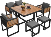 Set da Soggiorno - Legno Massello - 6 Sedie - Tavolo - Mobili per Balcone