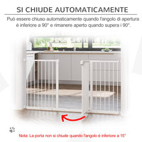 Cancelletto di Sicurezza per Animali Domestici 3 Estensioni Regolabile 74-148cm Chiusura Automatica Bianco