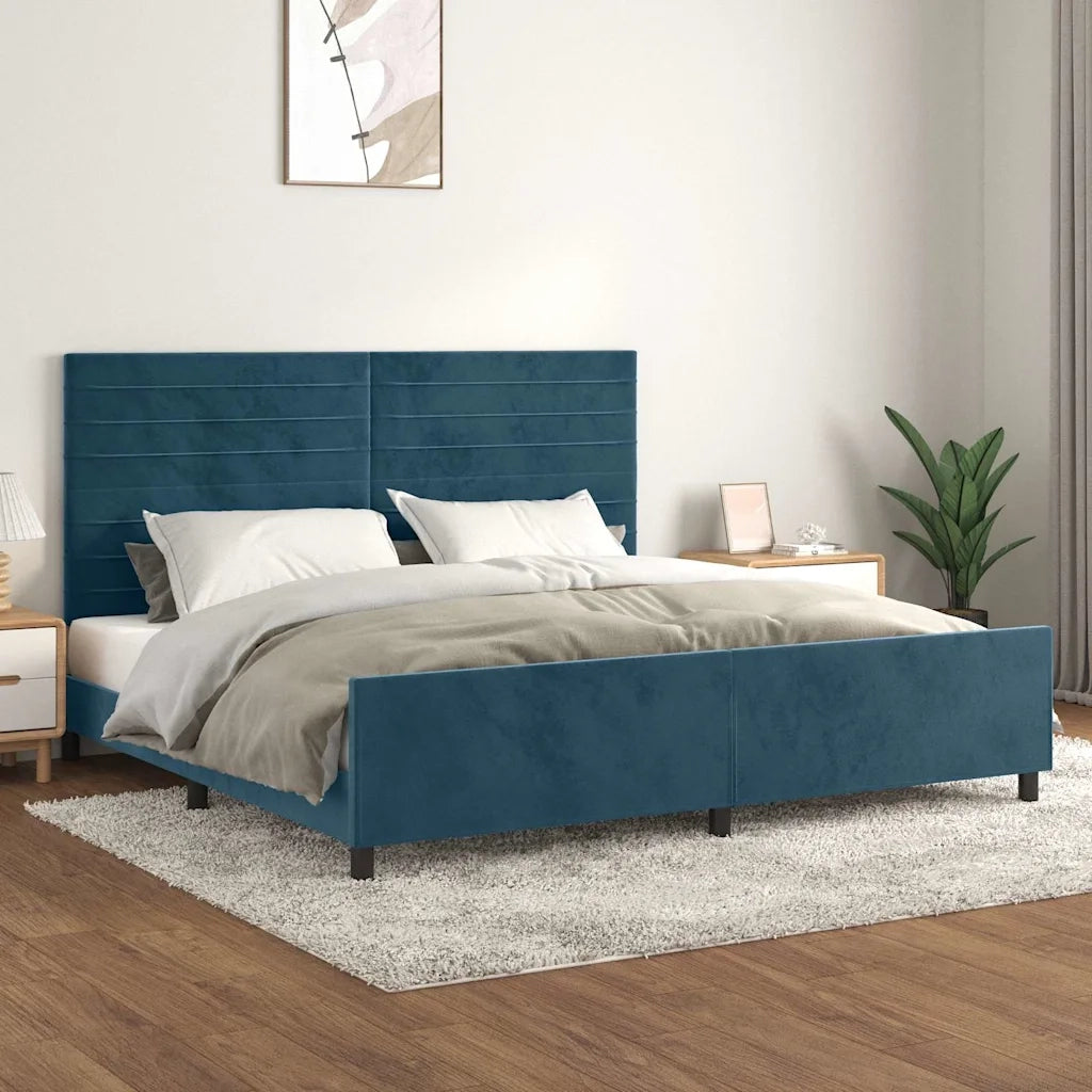 Giroletto senza Materasso Blu Scuro 200x200 cm in Velluto 3125840