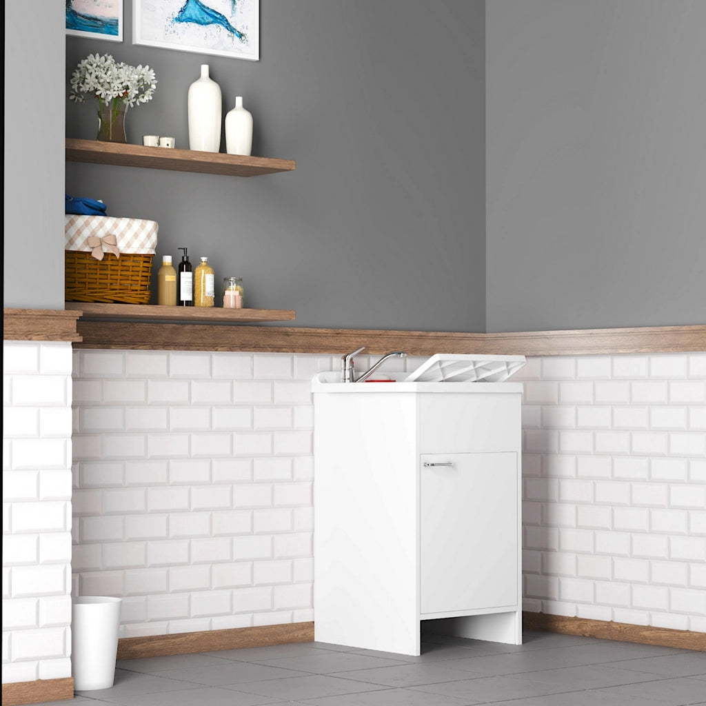 Lavatoio con mobile in PVC colore bianco 45x50 cm mod. Garden