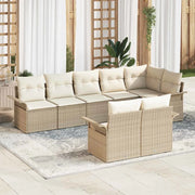 Set Divano da Giardino con cuscino 8 pcs Beige polyrattan 3345411