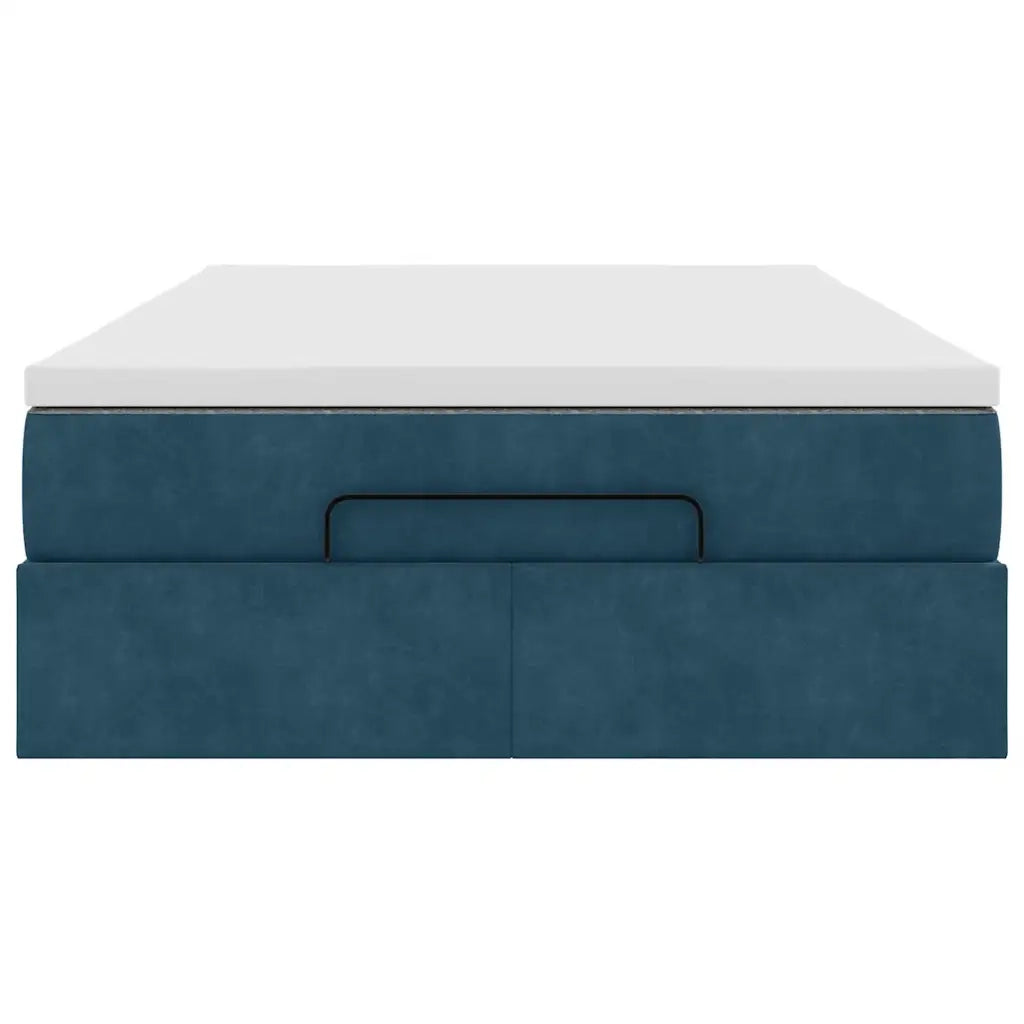 Struttura Letto Pouf con Materasso Blu Scuro 120x200 cm Velluto