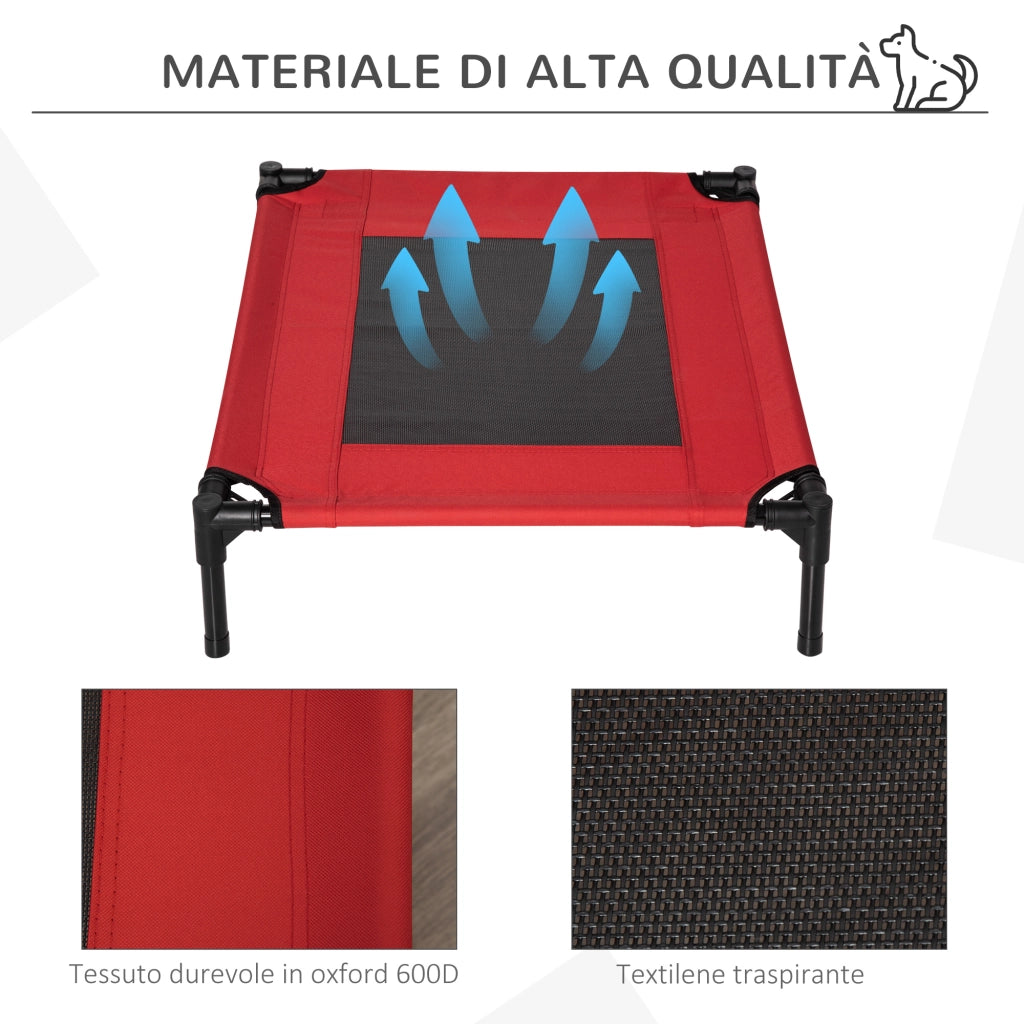CUCCIA ESTIVA BRANDINA PER CANI FINO A 18KG DA ESTERNO E INTERNO LETTINO PER ANIMALI 76X61X18CM ROSSO