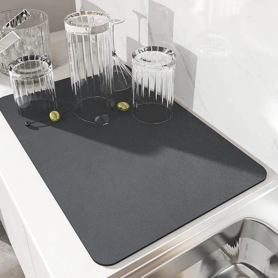 Mat di assorbimento per servizio, con funzionalità antiscivolo, per macchina del caffè, mat di assorbimento per cucina, con funzionalità antiscivolo, per macchina del caffè, per bagno, colore grigio scuro (40 x 50 cm)