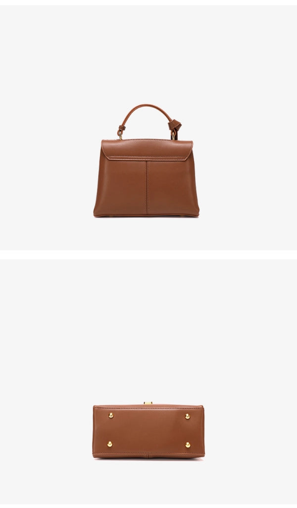 Borsa a tracolla da donna in vera pelle, stile vintage, marrone.