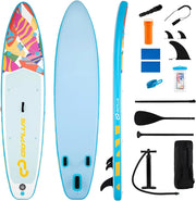 SUP Stand up Paddle, Tavola SUP Gonfiabile con Pompa, Pagaia in Alluminio, Guinzaglio, Borsa e Kit di Riparazione, per Principianti ed Esperti, Portata 160 kg, 336 x 77 x 16 cm