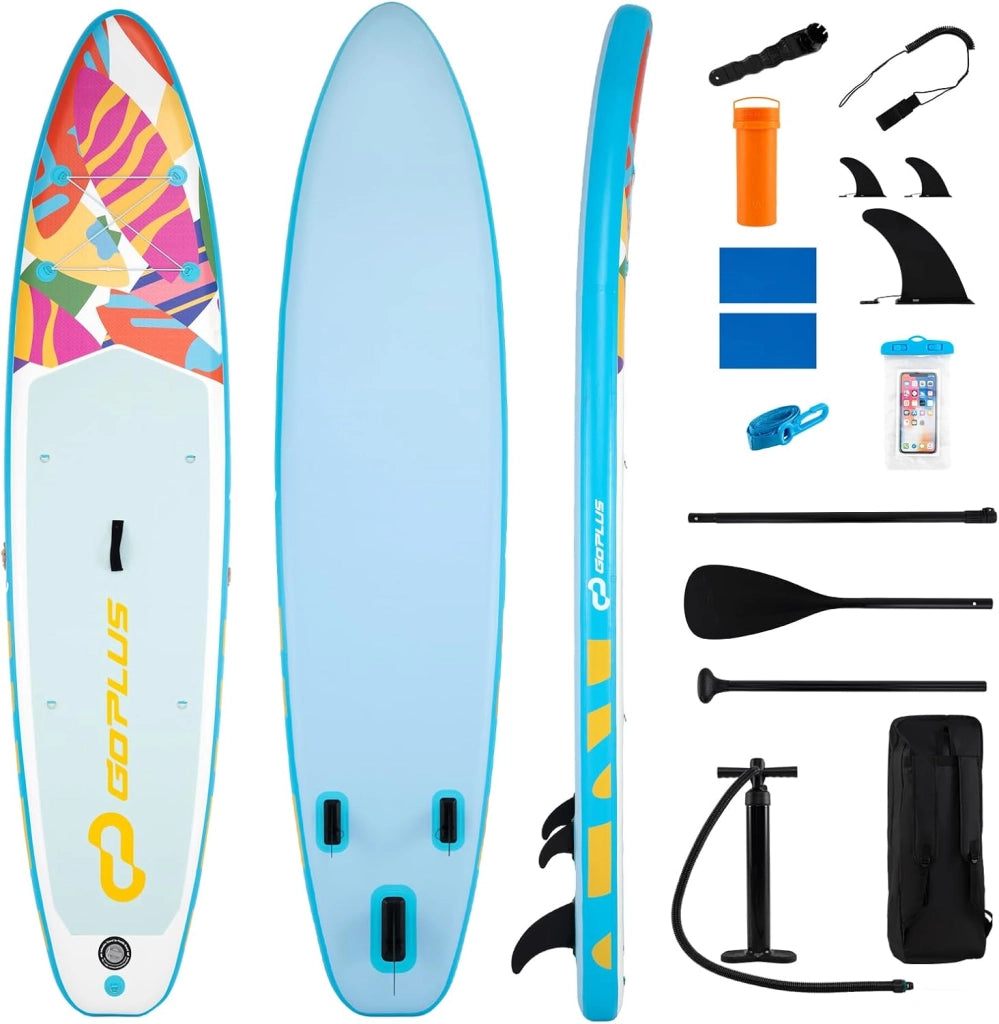 SUP Stand up Paddle, Tavola SUP Gonfiabile con Pompa, Pagaia in Alluminio, Guinzaglio, Borsa e Kit di Riparazione, per Principianti ed Esperti, Portata 160 kg, 336 x 77 x 16 cm