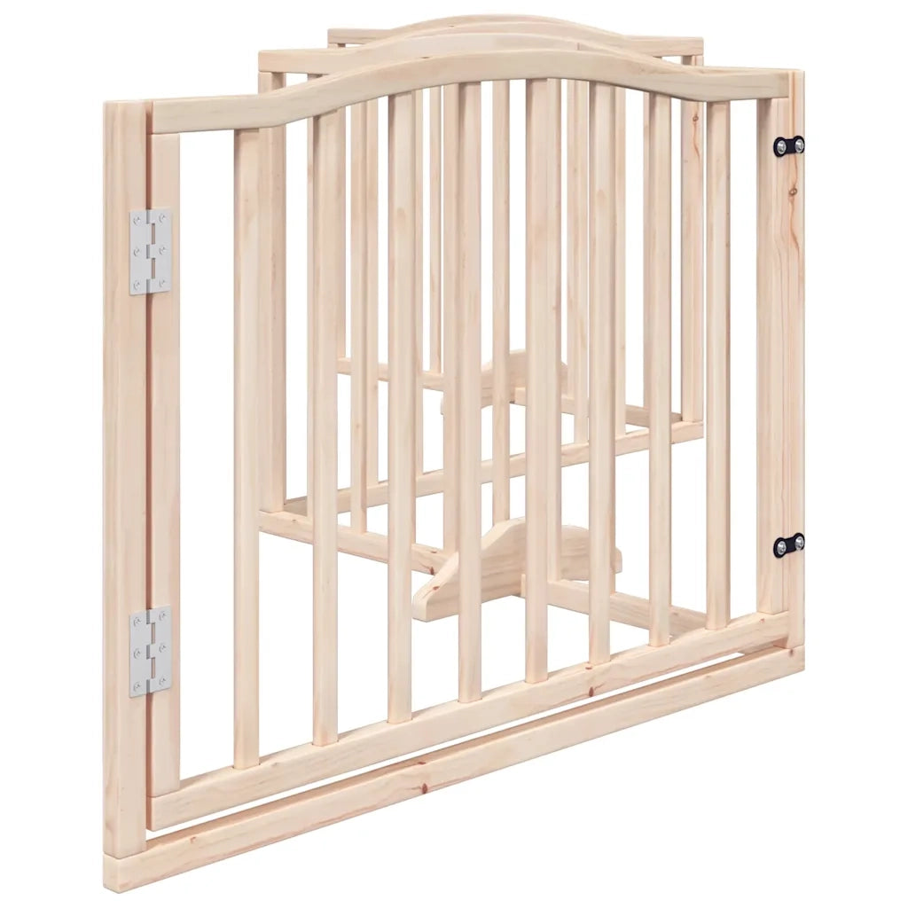 Cancello per Cani con Porta Pieghevole 4 Pannelli 320 cm Pioppo CFW9508424