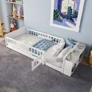 Letto bambino-Xylo-90x200 cm-a baldacchino, legno massello, grigio